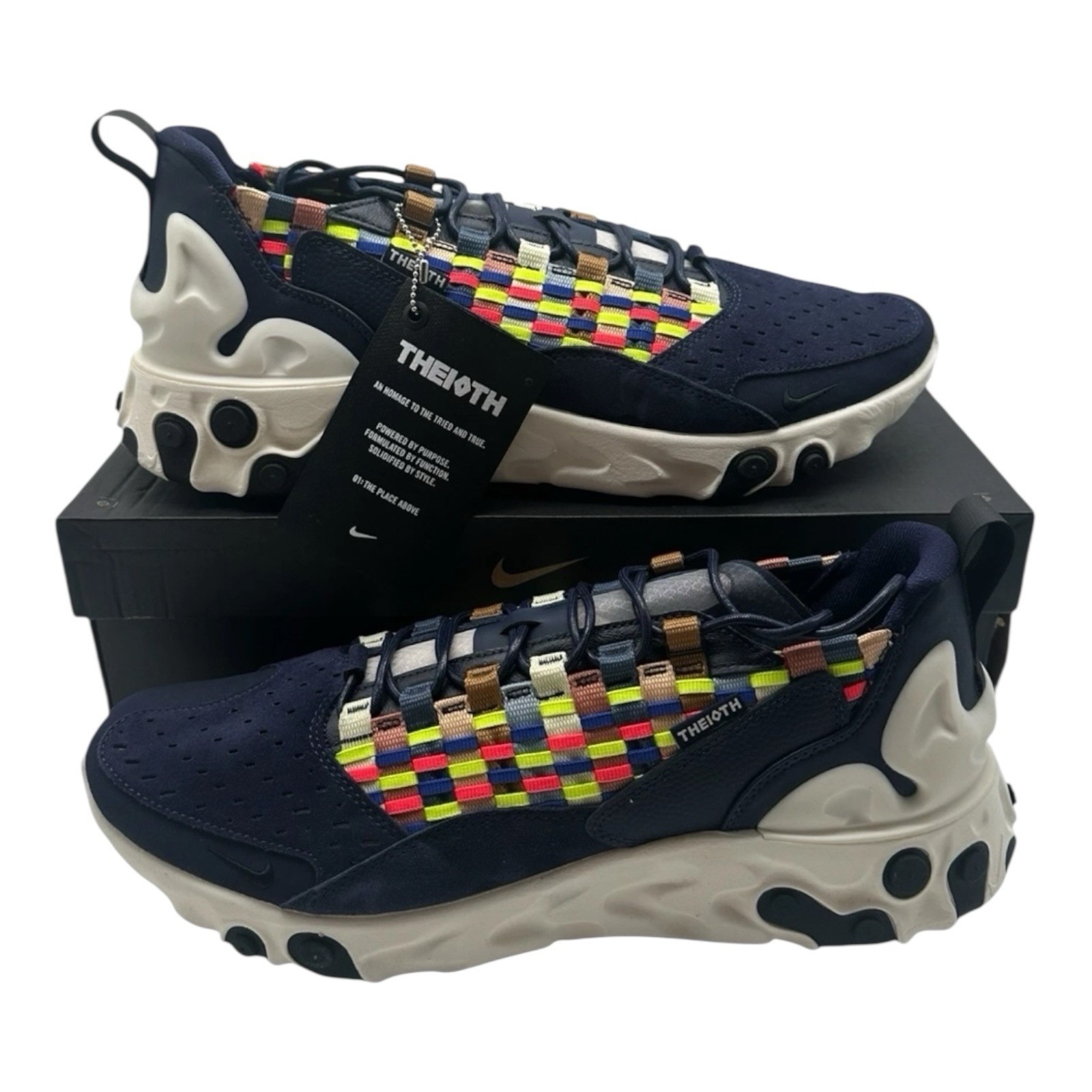 Nike React Sertu Shoes Mens 9 Blackened Blue Black Sail Sneakers At5301-400